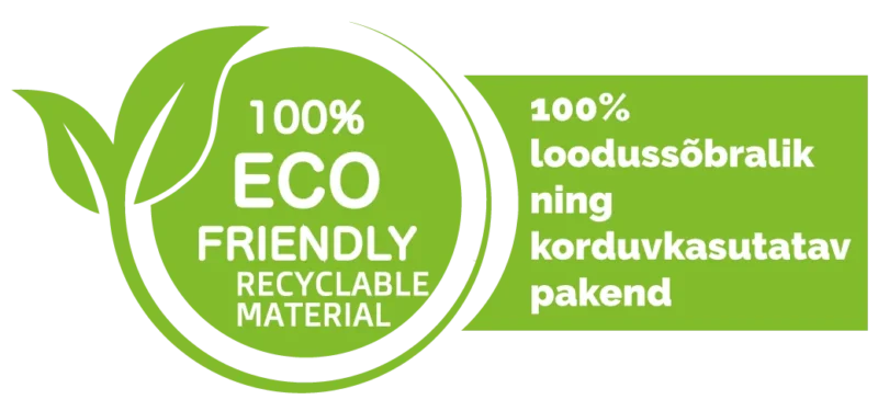 100% loodussõbralik taaskasutatav pakend