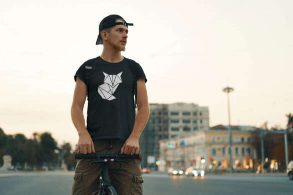 meeste unisex must t-särk tshirt rebane origami fill blacksunset eesti disain
