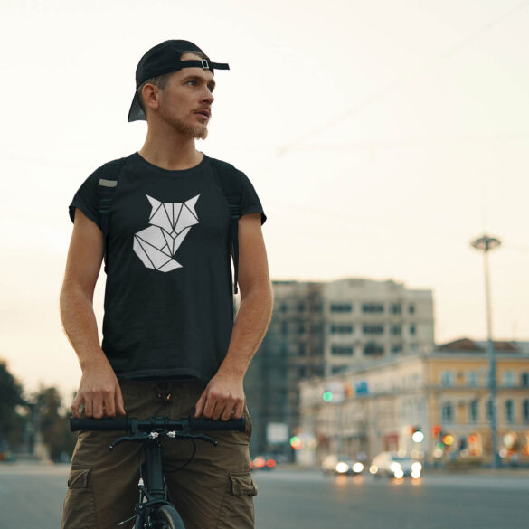 meeste unisex must t-särk tshirt rebane origami fill blacksunset eesti disain
