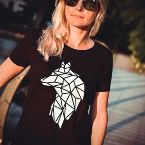 Naiste T-särk Hunt must Origami tshirt blacksunset eesti disain pärnu viiking spa pürnu vallikäär