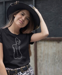 Naiste T-särk joonistus naise siluet tshirt blacksunset eesti disain