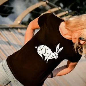Naiste T-särk jänes origami tshirt blacksunset eesti disain-1-3_1