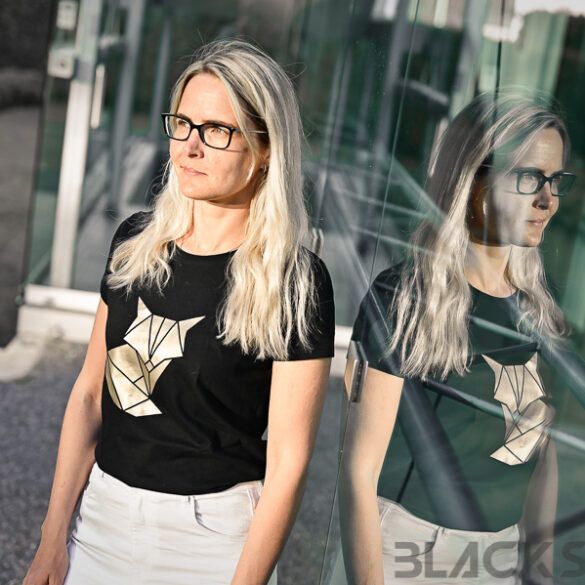 Kuldne rebane origami naiste t-särk BlackSunset pärnu