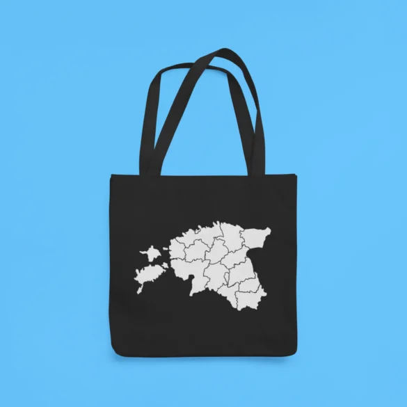 Eesti kaart helkurkott riidest kott kangast kott Estonia map Tote Bag Organic blacksunset (2)