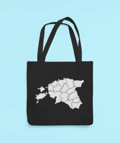 Eesti kaart helkurkott riidest kott kangast kott Estonia map Tote Bag Organic blacksunset (3)