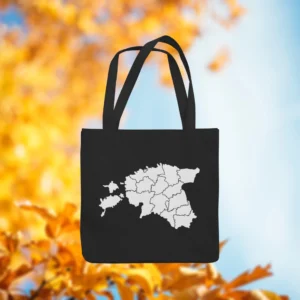 Eesti kaart helkurkott riidest kott kangast kott Estonia map Tote Bag Organic blacksunset (4)