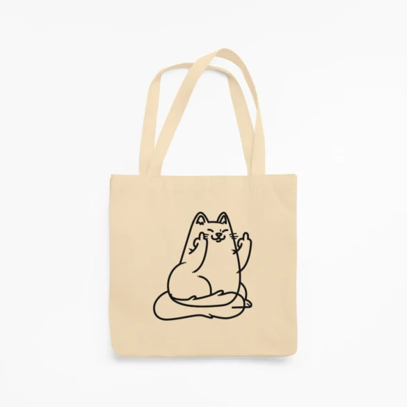 kass keskmine sõrm hele tote bag Blacksunset helkurkott kandekott eesti disain must riidest kott_1