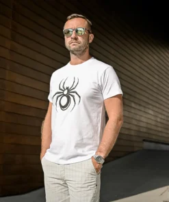 Meeste t-särk Spider valge särgid eesti disain särk eesti mahe puuvill oeko-tex orgaaniline noblessner kai Blacksunset WEB-2_1