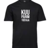 Blacksunset unisex must T-särk „KUU PARIM TÖÖTAJA”; valge vertikaalne tekst, packshot valgel taustal, regular fit.