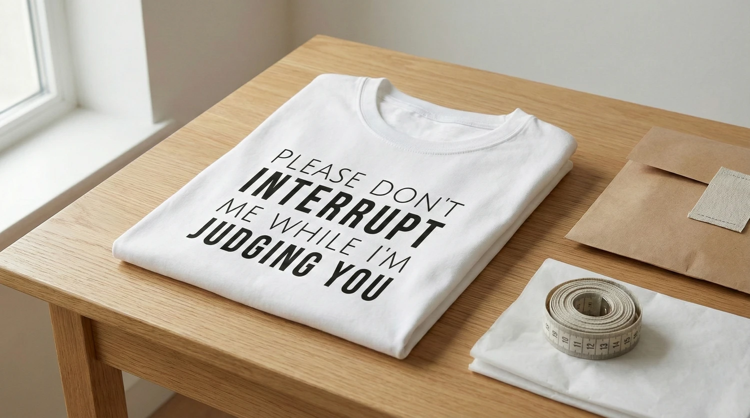 Kvaliteetne Blacksunset t-särk volditud laual