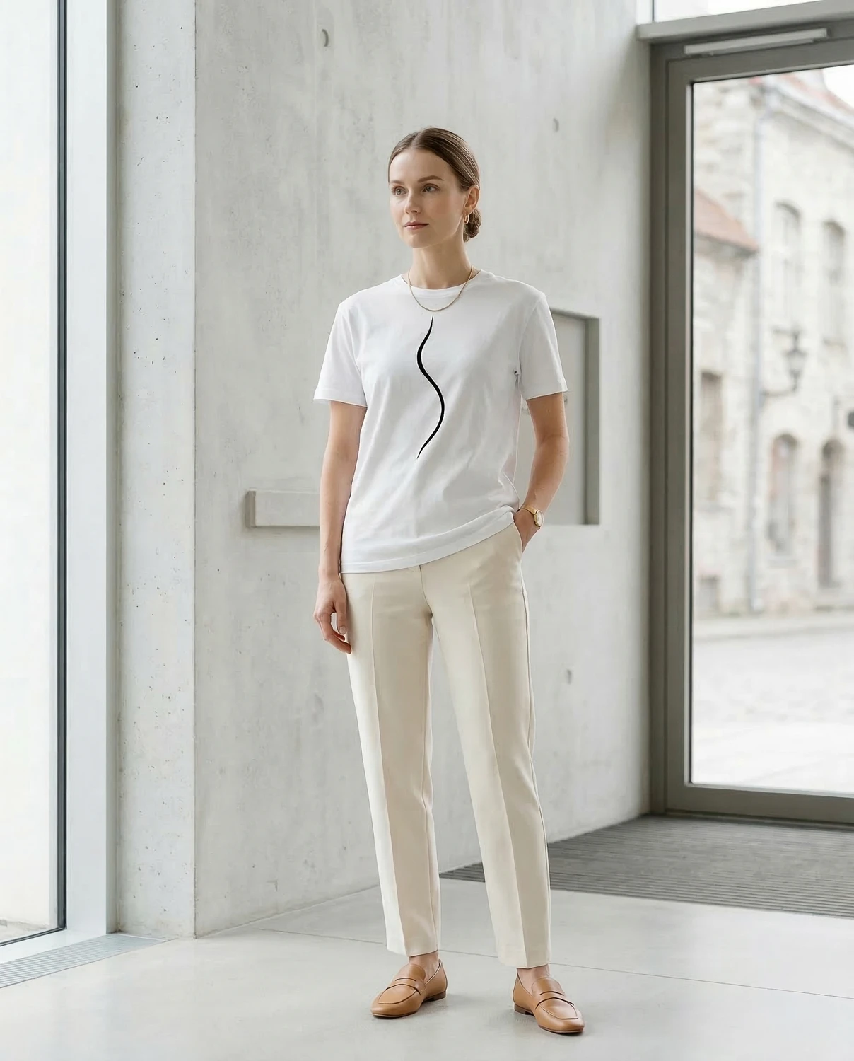 One Wave T-särk linnakeskkonnas