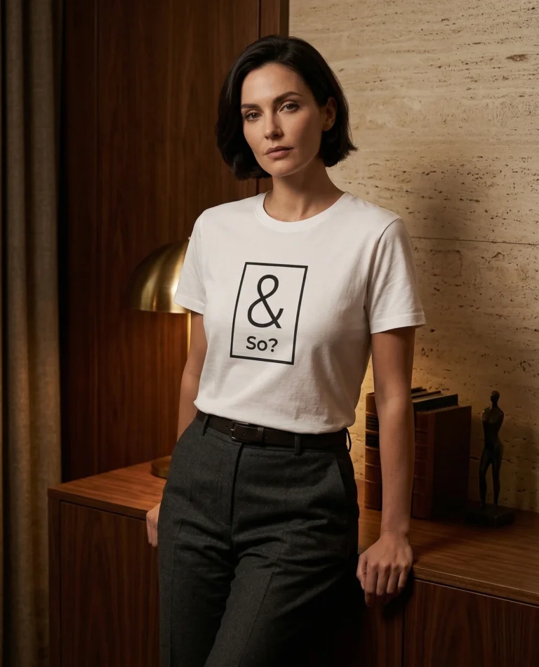 And So T-shirt in a lifestyle setting (black)