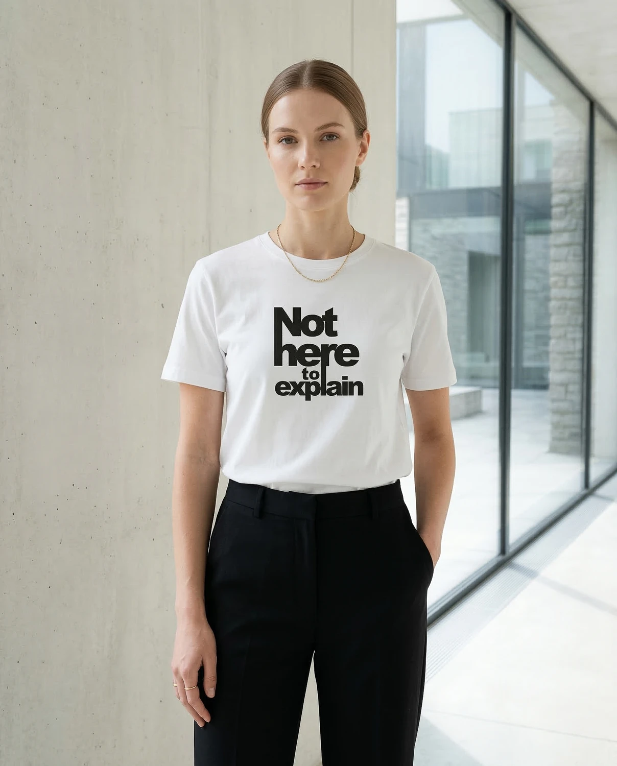 Not Here To Explain unisex T-särk biennaali-disain - Image 5