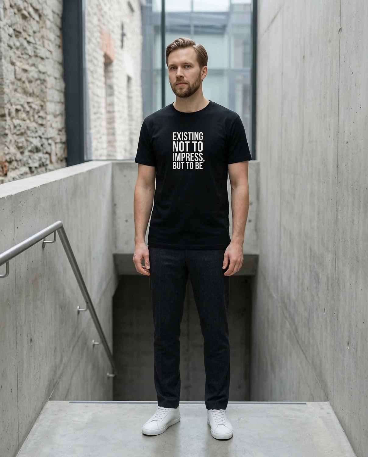 Existing Not To Impress, But To Be unisex T-särk biennaali-disain - Image 6