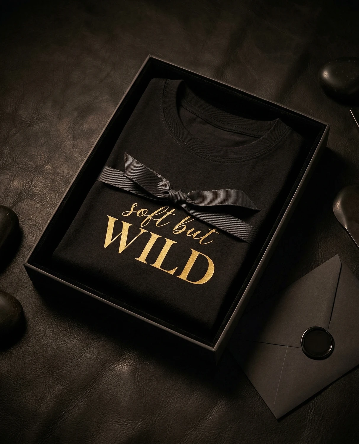 Soft But Wild unisex T-särk kuldse kirjaga, vaade 5