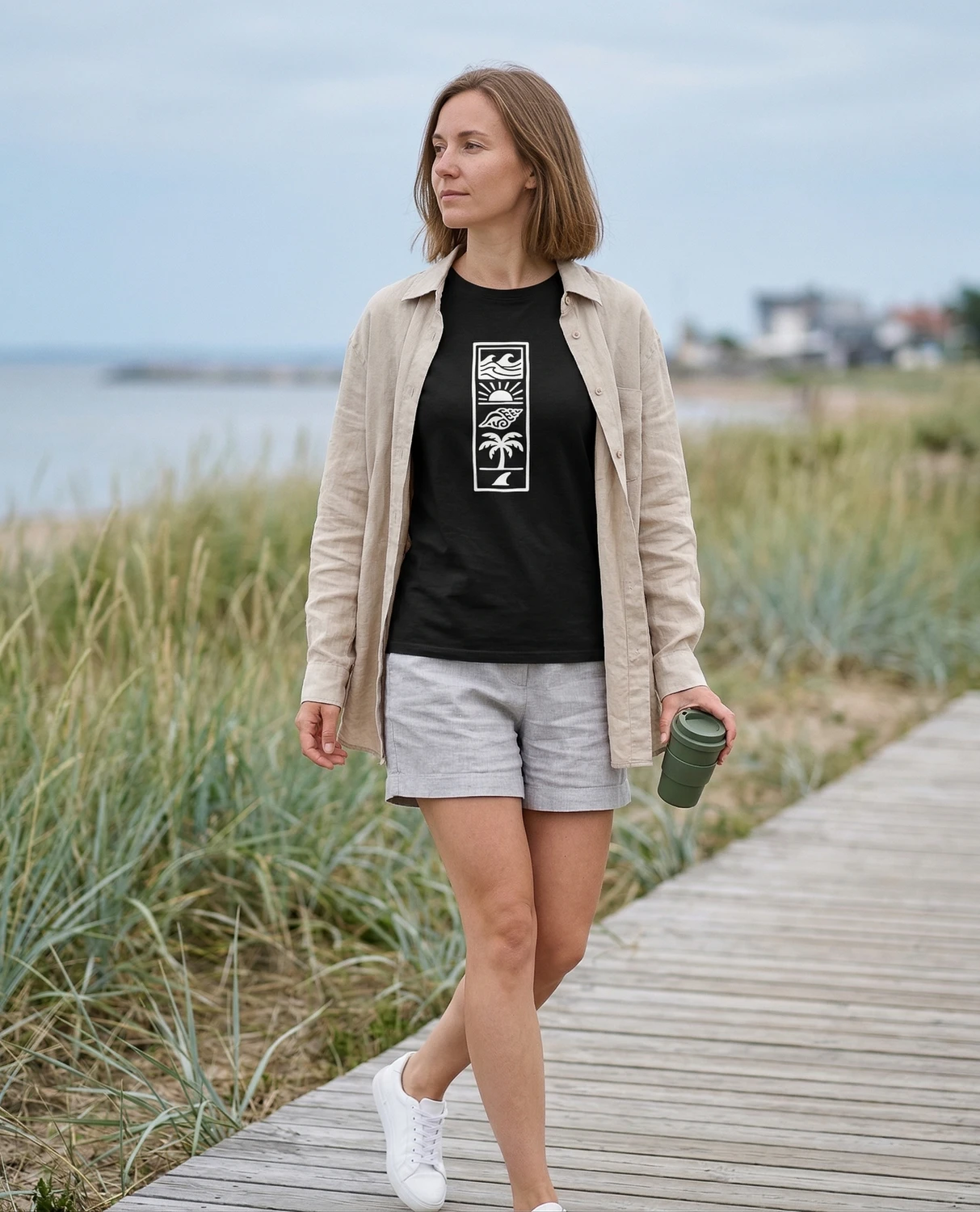 Beach Totem – unisex T-särk t-särk must modelivaade