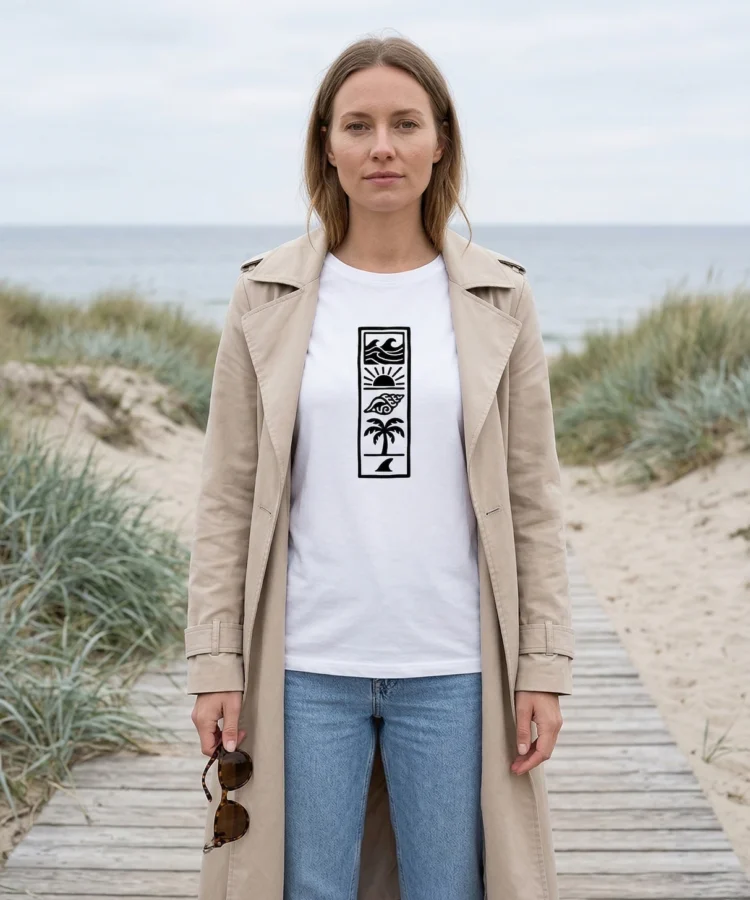 Beach Totem – unisex T-särk t-särk valge modelivaade