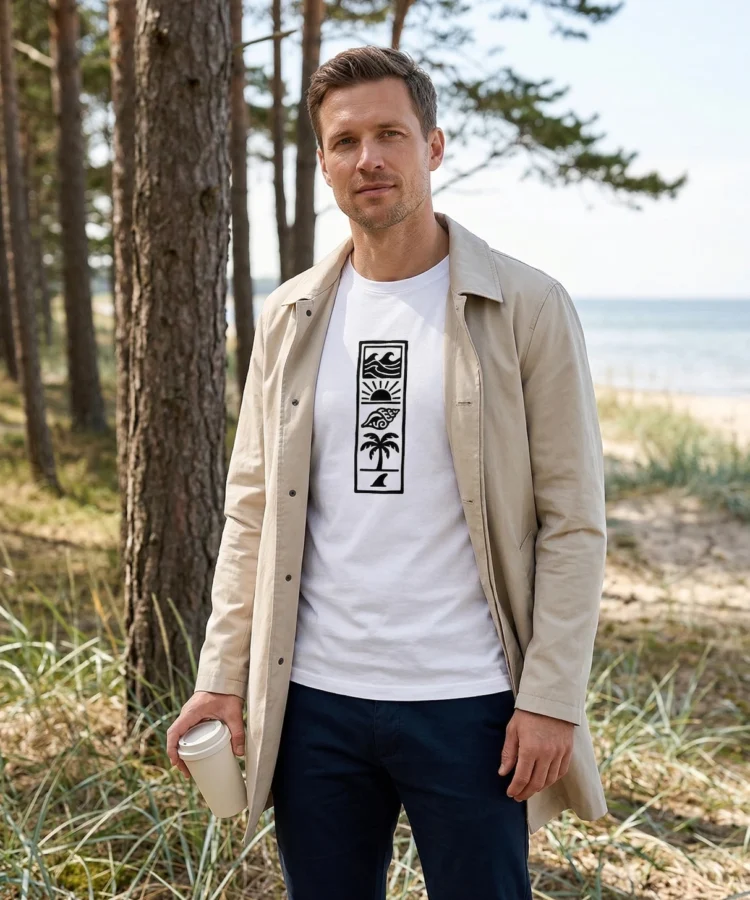 Beach Totem – unisex T-särk t-särk valge modelivaade