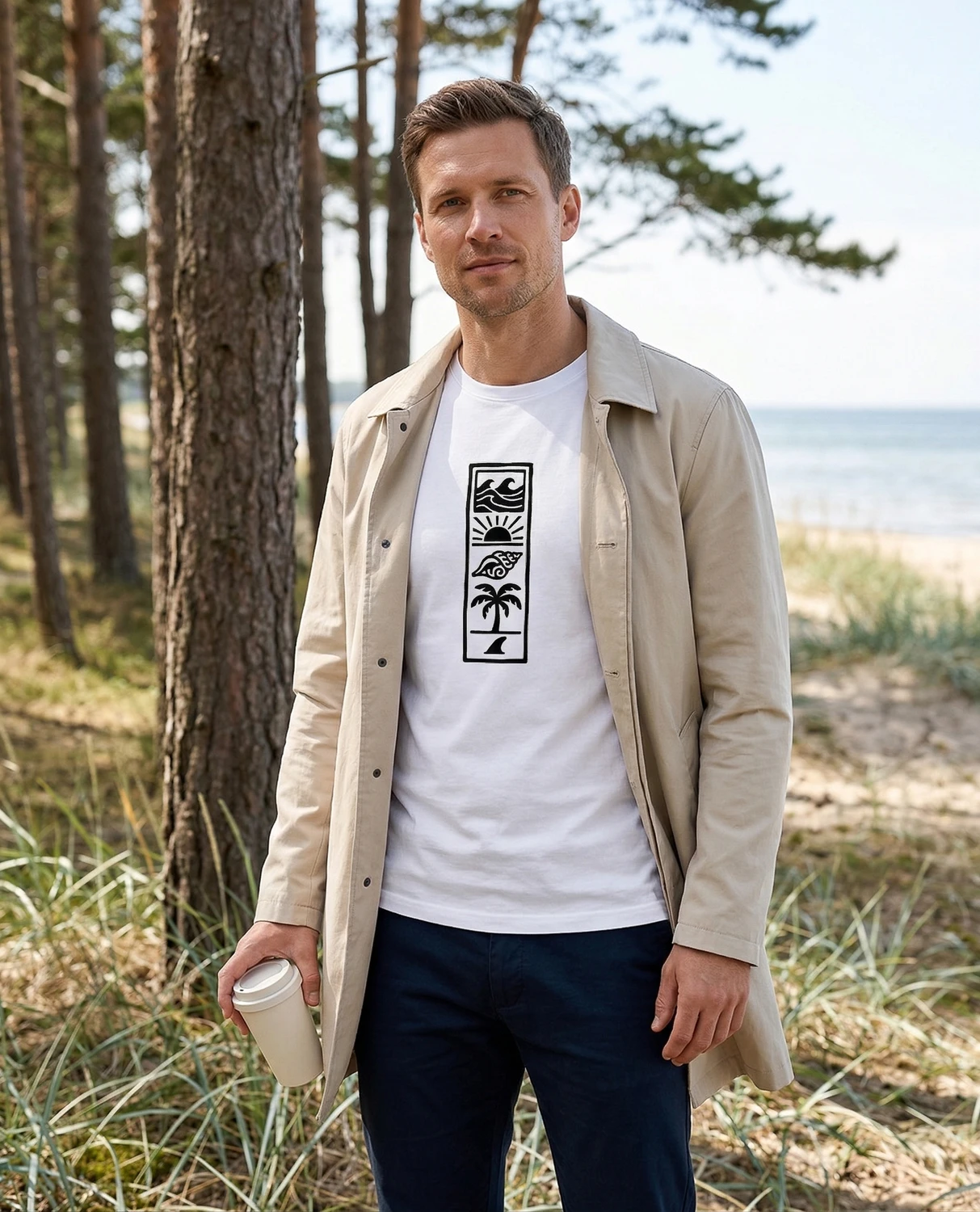 Beach Totem – unisex T-särk t-särk valge modelivaade