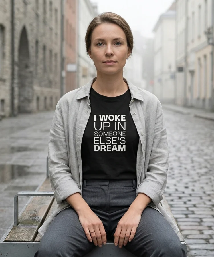 I Woke Up In Someone Else's Dream – unisex T-särk t-särk must modelivaade