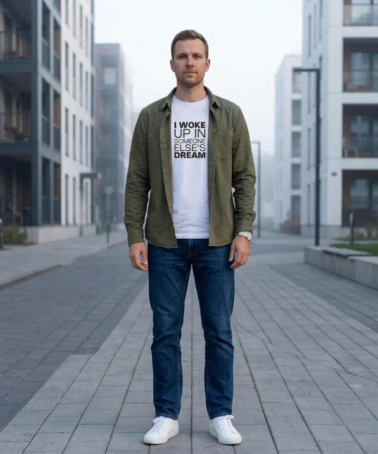 I Woke Up In Someone Else's Dream – unisex T-särk t-särk valge modelivaade