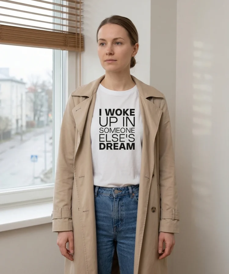 I Woke Up In Someone Else's Dream – unisex T-särk t-särk valge modelivaade