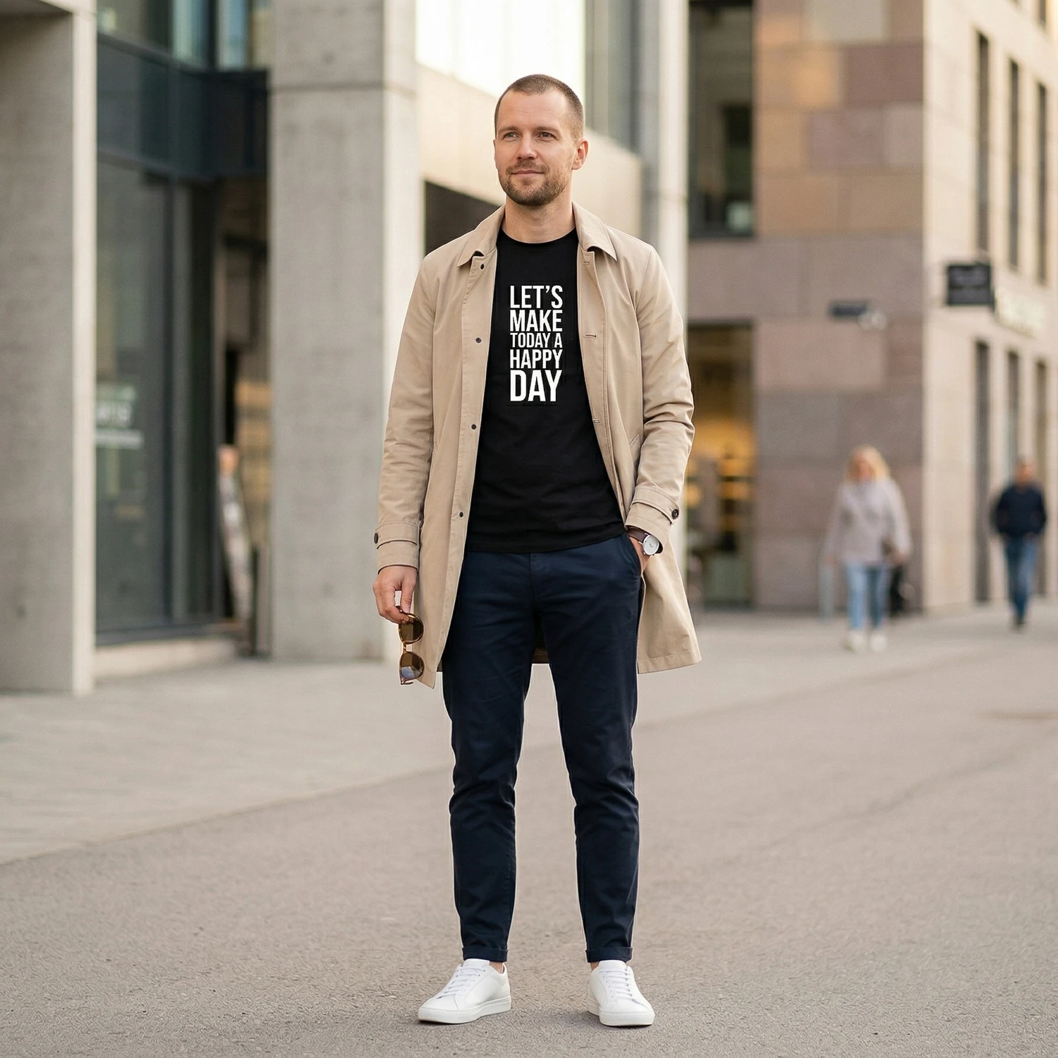 Let's Make Today A Happy Day – unisex T-särk t-särk must modelivaade