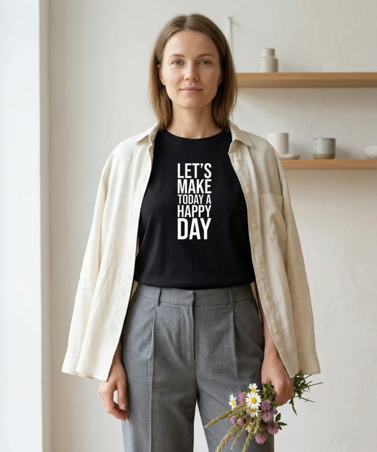Let's Make Today A Happy Day – unisex T-särk t-särk must modelivaade