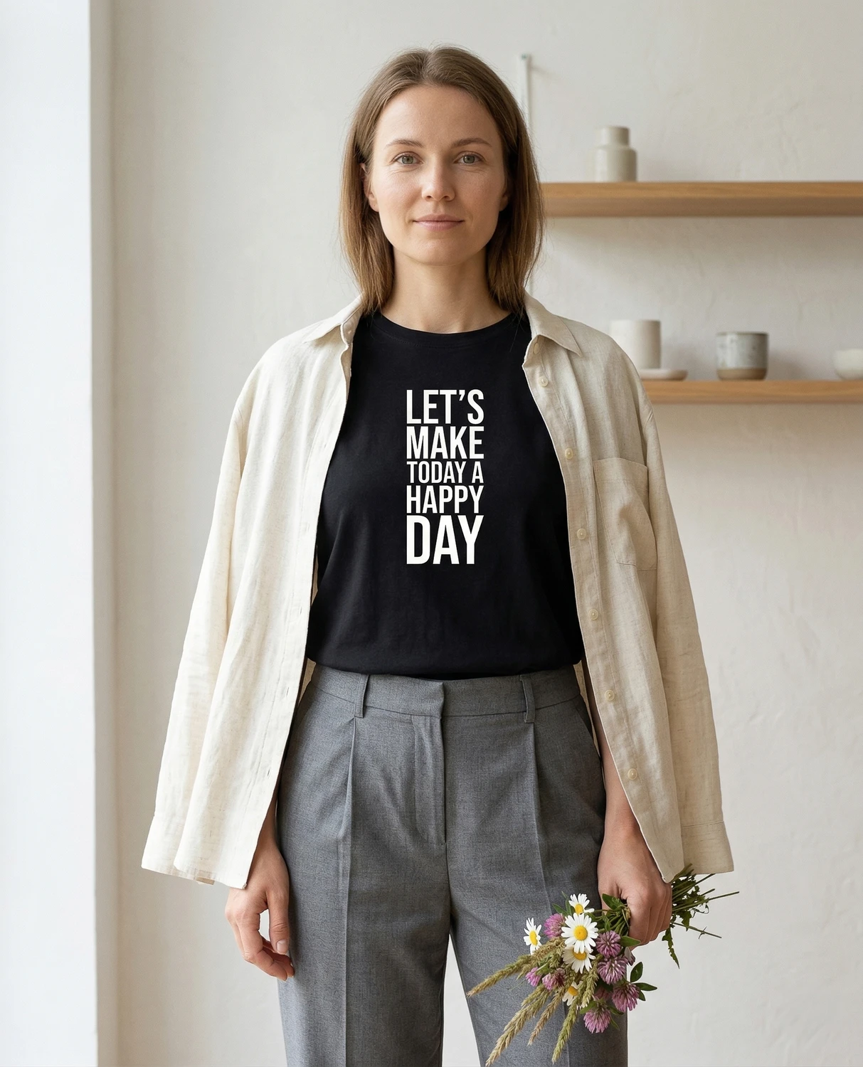 Let's Make Today A Happy Day – unisex T-särk t-särk must modelivaade