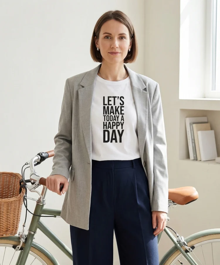 Let's Make Today A Happy Day – unisex T-särk t-särk valge modelivaade
