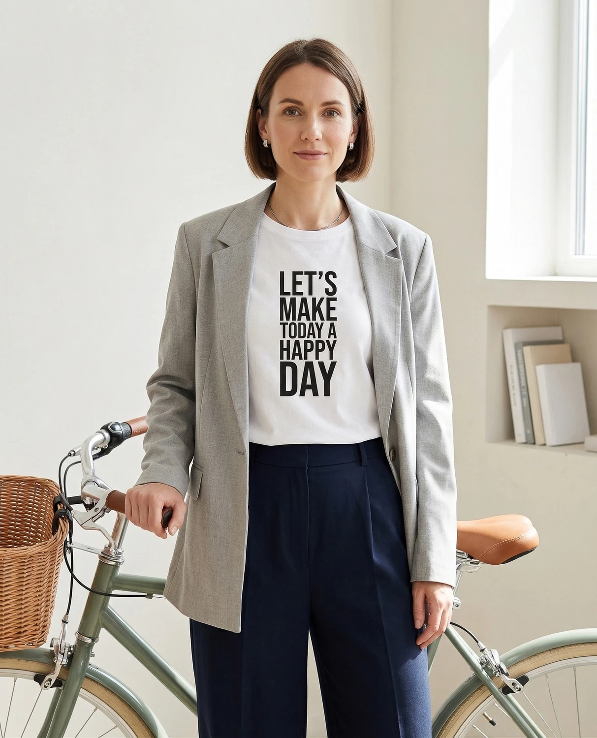 Let's Make Today A Happy Day – unisex T-särk t-särk valge modelivaade