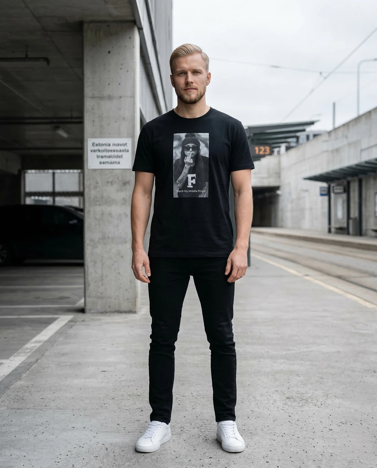 Thank my middle finger unisex T-särk - Image 5