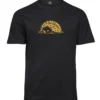 Black unisex T-shirt with a gold resting hedgehog design, front view.