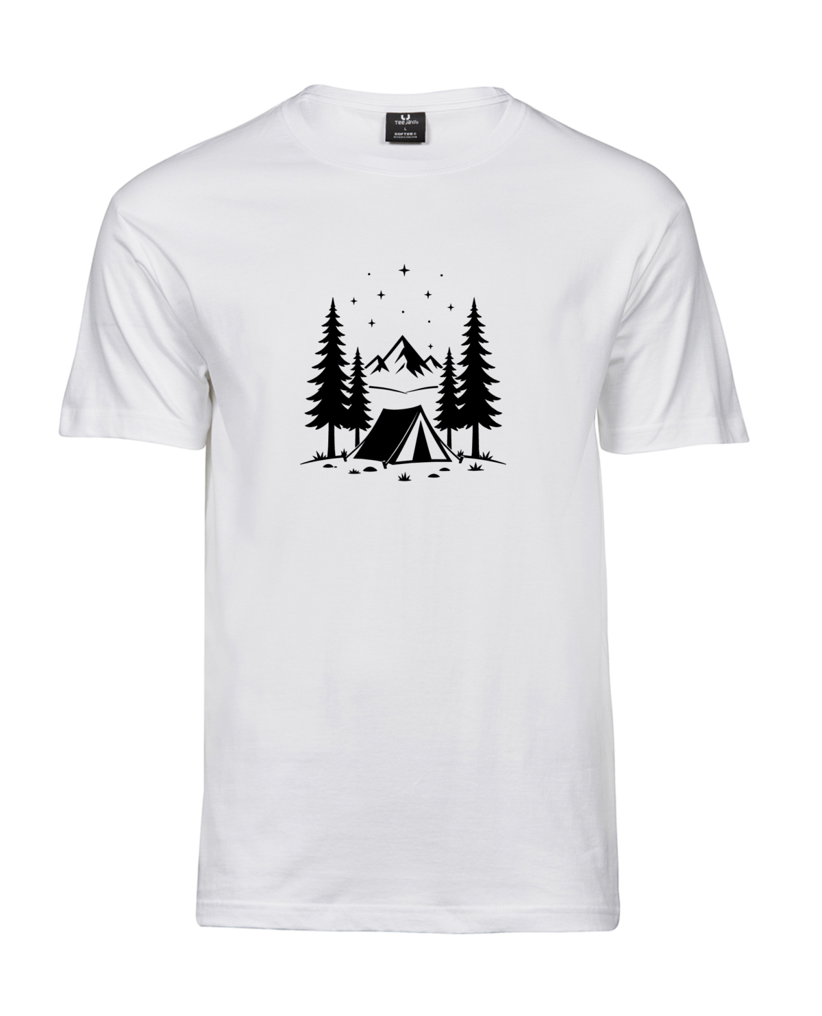 Valge Unisex Starry Campsite T-särk, eestvaade
