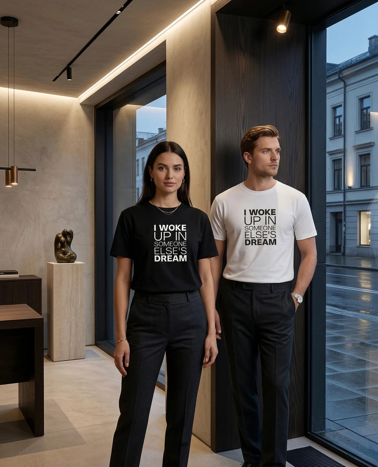I Woke Up In Someone Else's Dream T-shirt in black and white, unisex and women's cut