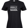 Black women's T-shirt with white Estonian text “Ostsin selle särgi, et dopamiini saada.”, front view
