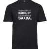 Black Unisex T-shirt with white Estonian text “Ostsin selle särgi, et dopamiini saada.”, front view